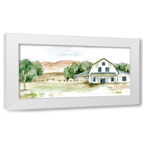 Farmhouse Landscape II White Modern Wood Framed Art Print by Wang, Melissa