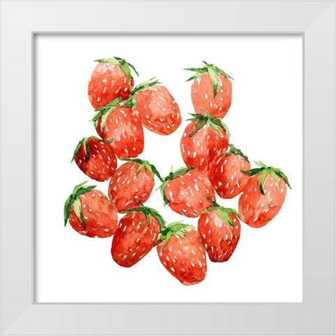 Strawberry Picking I White Modern Wood Framed Art Print by Warren, Annie