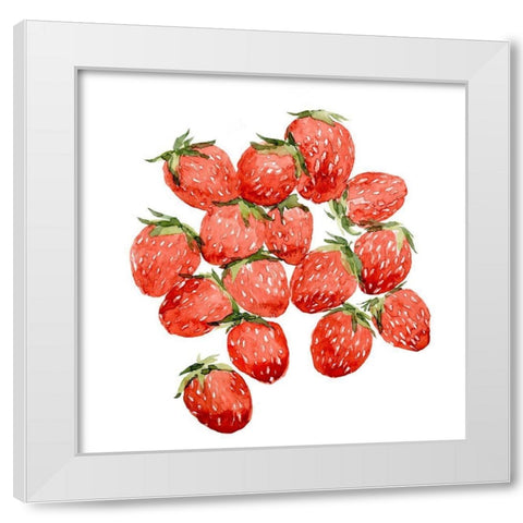 Strawberry Picking II White Modern Wood Framed Art Print by Warren, Annie