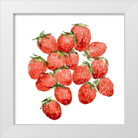 Strawberry Picking II White Modern Wood Framed Art Print by Warren, Annie