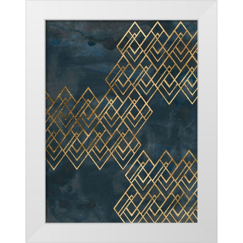 Deco Pattern in Blue I White Modern Wood Framed Art Print by Vess, June Erica