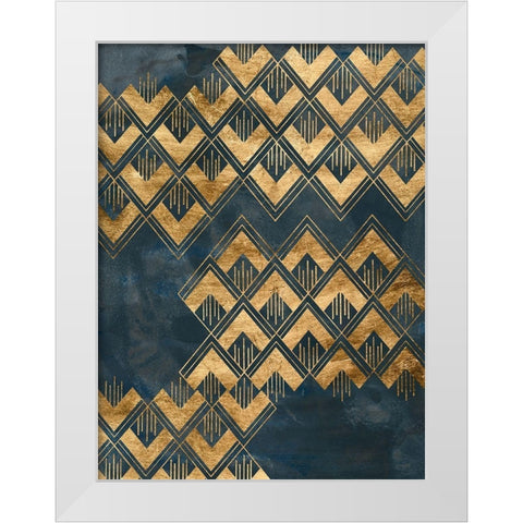 Deco Pattern in Blue II White Modern Wood Framed Art Print by Vess, June Erica