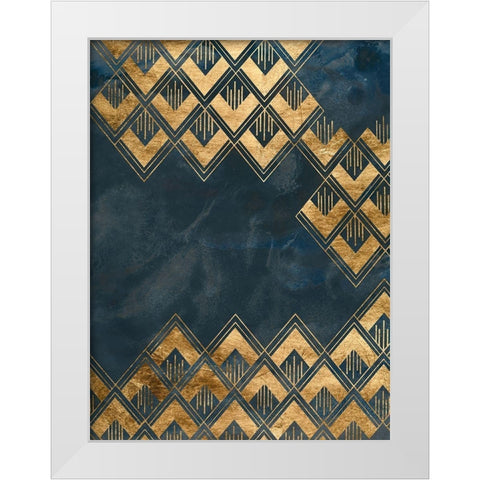 Deco Pattern in Blue III White Modern Wood Framed Art Print by Vess, June Erica