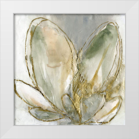 Blooming Gold I White Modern Wood Framed Art Print by Goldberger, Jennifer