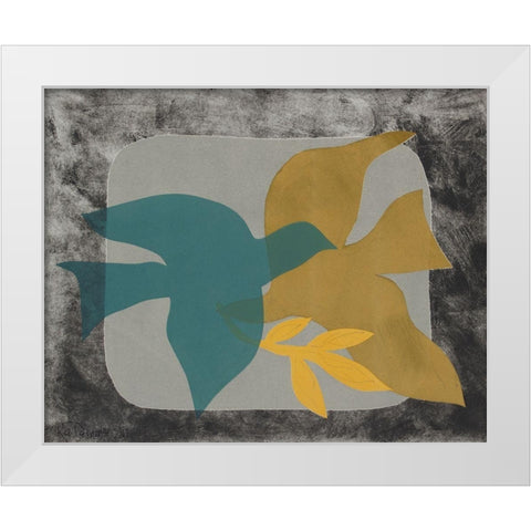 Dove Composition I White Modern Wood Framed Art Print by Delamater, Rob