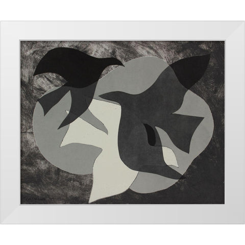 Dove Composition II White Modern Wood Framed Art Print by Delamater, Rob