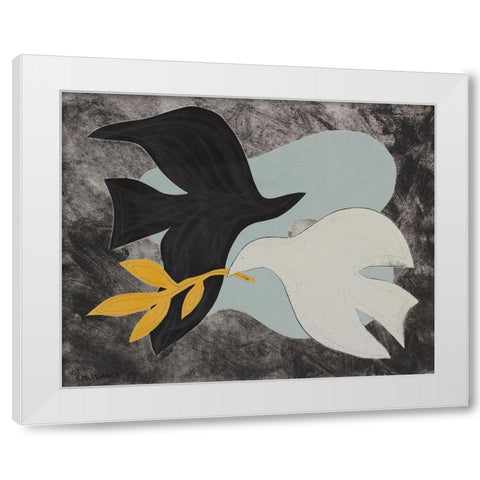 Dove Composition IV White Modern Wood Framed Art Print by Delamater, Rob