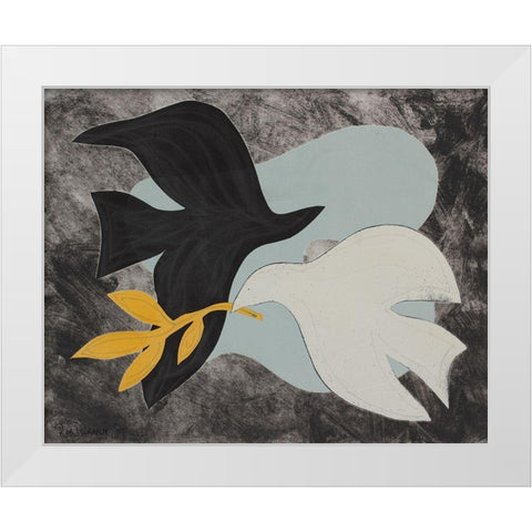 Dove Composition IV White Modern Wood Framed Art Print by Delamater, Rob