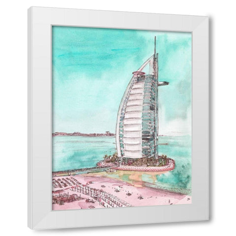 Day Landing Dubai I White Modern Wood Framed Art Print by Wang, Melissa