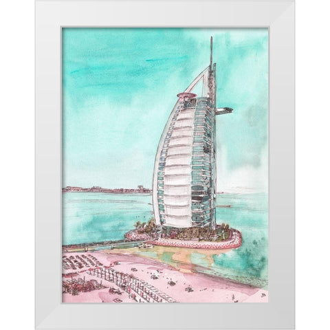 Day Landing Dubai I White Modern Wood Framed Art Print by Wang, Melissa