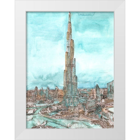 Day Landing Dubai II White Modern Wood Framed Art Print by Wang, Melissa