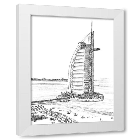 Dubai in Black and White I White Modern Wood Framed Art Print by Wang, Melissa