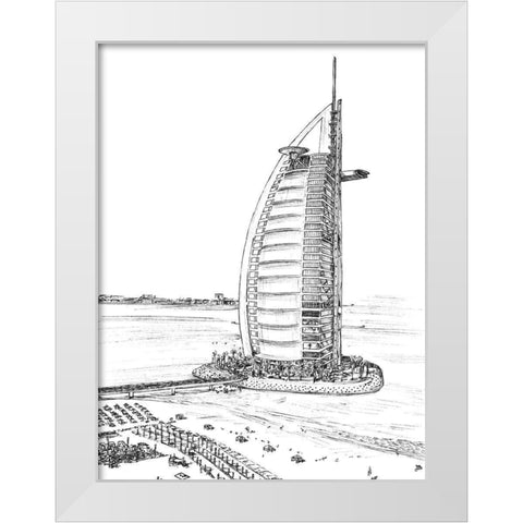 Dubai in Black and White I White Modern Wood Framed Art Print by Wang, Melissa