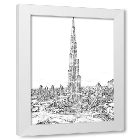 Dubai in Black and White II White Modern Wood Framed Art Print by Wang, Melissa