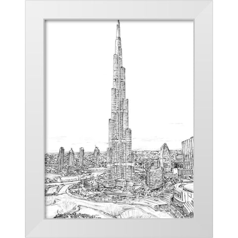 Dubai in Black and White II White Modern Wood Framed Art Print by Wang, Melissa