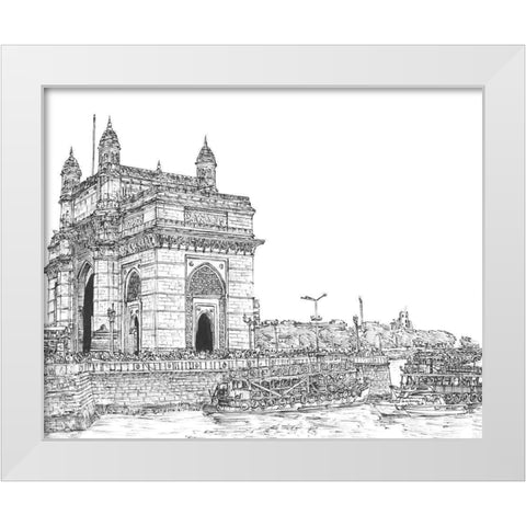 India in Black and White I White Modern Wood Framed Art Print by Wang, Melissa