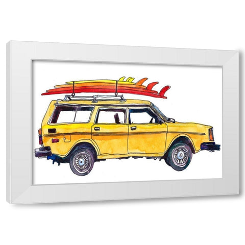 Surfin Wheels V White Modern Wood Framed Art Print by McCreery, Paul