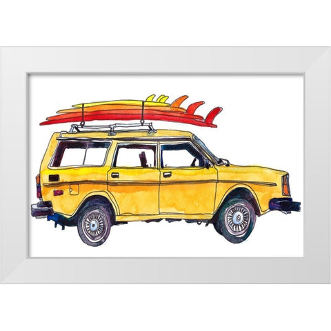 Surfin Wheels V White Modern Wood Framed Art Print by McCreery, Paul