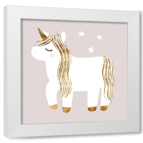 Sleepy Unicorn I White Modern Wood Framed Art Print by Barnes, Victoria