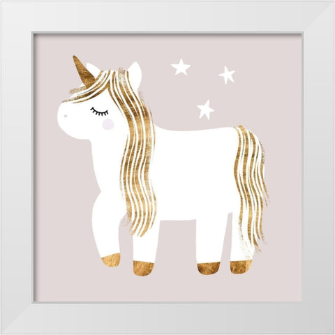 Sleepy Unicorn I White Modern Wood Framed Art Print by Barnes, Victoria