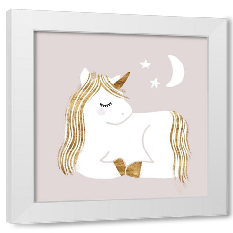 Sleepy Unicorn II White Modern Wood Framed Art Print by Barnes, Victoria