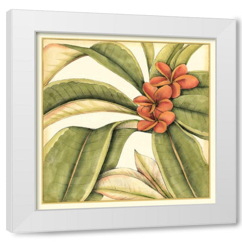 Tropical Blooms and Foliage I White Modern Wood Framed Art Print by Goldberger, Jennifer