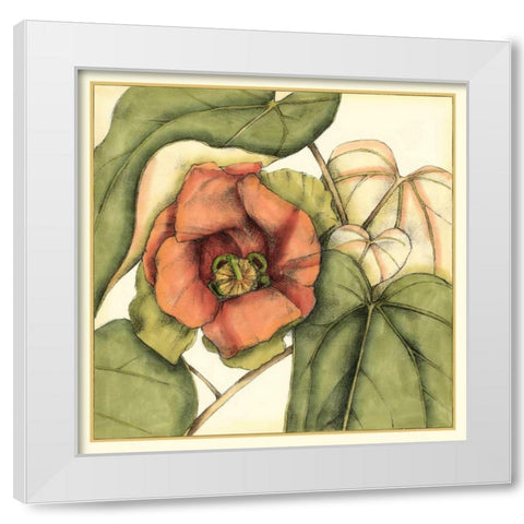 Tropical Blooms and Foliage IV White Modern Wood Framed Art Print by Goldberger, Jennifer