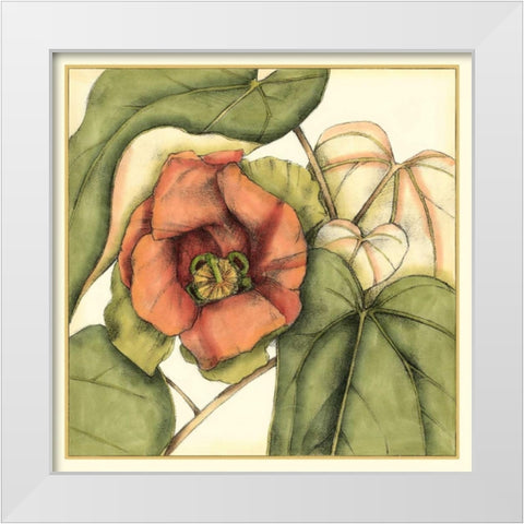 Tropical Blooms and Foliage IV White Modern Wood Framed Art Print by Goldberger, Jennifer