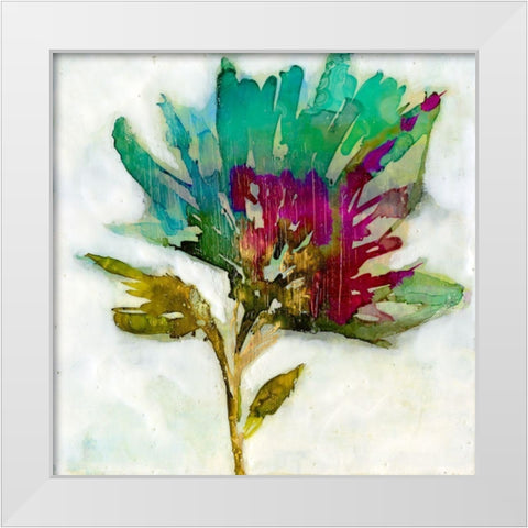 Fuchsia Splash I White Modern Wood Framed Art Print by Goldberger, Jennifer