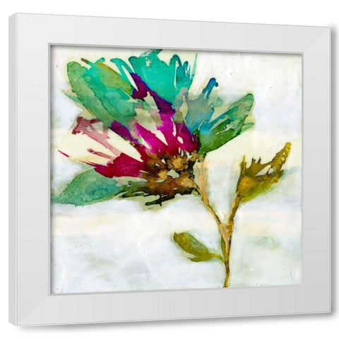 Fuchsia Splash II White Modern Wood Framed Art Print by Goldberger, Jennifer