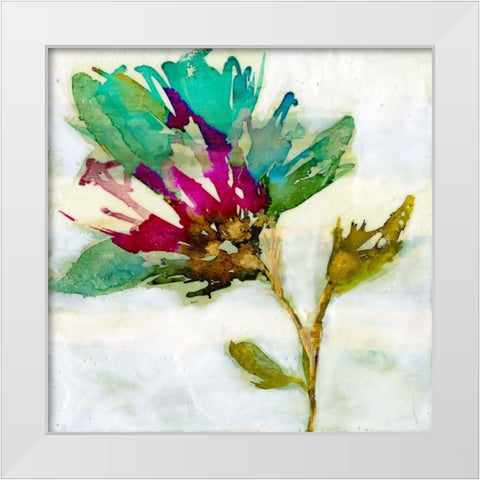 Fuchsia Splash II White Modern Wood Framed Art Print by Goldberger, Jennifer