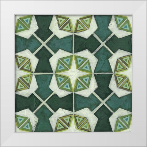 Palm Piazza Tile IV White Modern Wood Framed Art Print by Vess, June Erica