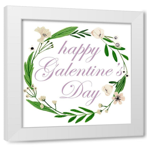 Happy Galentines Day I White Modern Wood Framed Art Print by Wang, Melissa