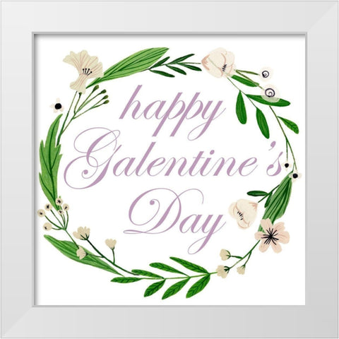 Happy Galentines Day I White Modern Wood Framed Art Print by Wang, Melissa