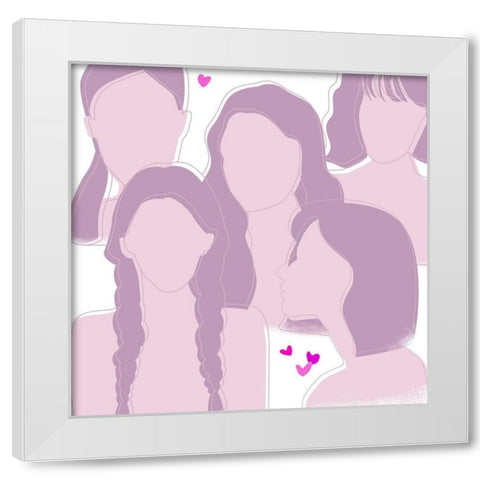 Happy Galentines Day III White Modern Wood Framed Art Print by Wang, Melissa