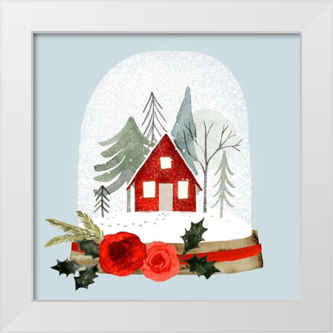 Snow Globe Village I White Modern Wood Framed Art Print by Barnes, Victoria