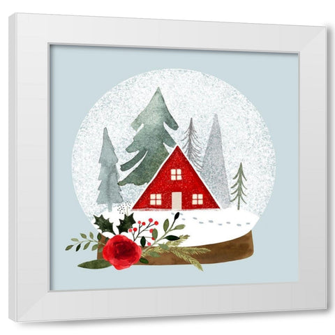 Snow Globe Village II White Modern Wood Framed Art Print by Barnes, Victoria