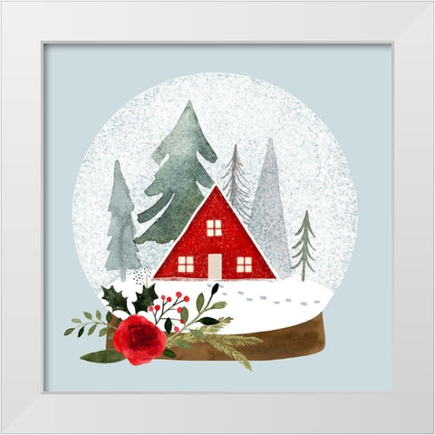 Snow Globe Village II White Modern Wood Framed Art Print by Barnes, Victoria