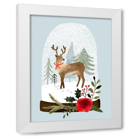 Snow Globe Village III White Modern Wood Framed Art Print by Barnes, Victoria