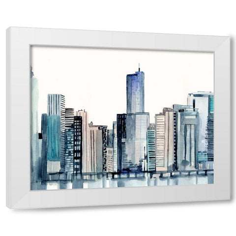 Watercolor Skyline I White Modern Wood Framed Art Print by Barnes, Victoria