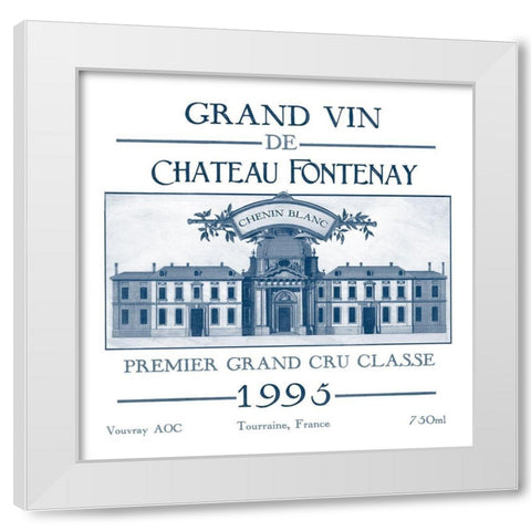 Indigo Wine Labels IX White Modern Wood Framed Art Print by Vess, June Erica