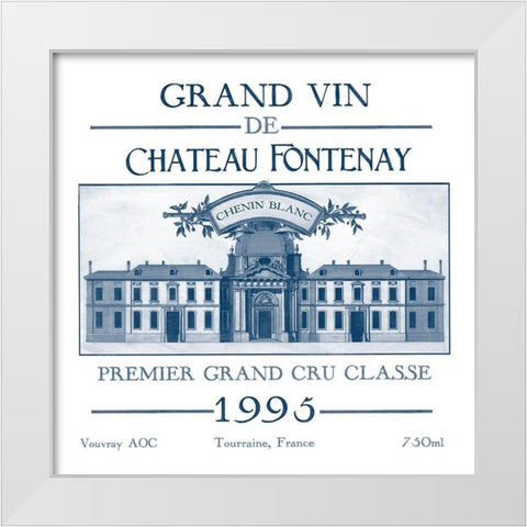 Indigo Wine Labels IX White Modern Wood Framed Art Print by Vess, June Erica
