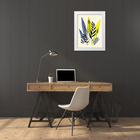 Dancing Leaf Collage I White Modern Wood Framed Art Print by Warren, Annie