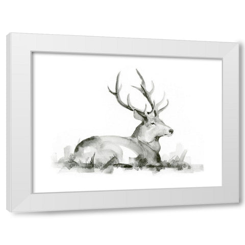Recumbent Stag I White Modern Wood Framed Art Print by Green, Jacob