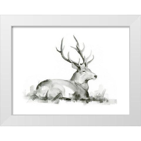 Recumbent Stag I White Modern Wood Framed Art Print by Green, Jacob