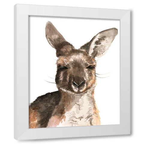 Kangaroo Portrait I White Modern Wood Framed Art Print by Parker, Jennifer Paxton