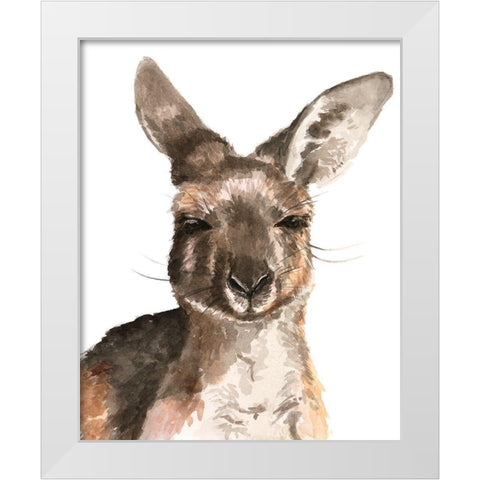 Kangaroo Portrait I White Modern Wood Framed Art Print by Parker, Jennifer Paxton