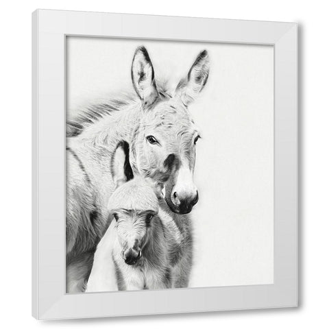 Donkey Portrait V White Modern Wood Framed Art Print by PHBurchett