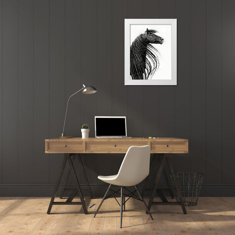 Black and White Horse Portrait II White Modern Wood Framed Art Print by PHBurchett
