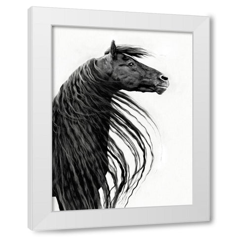 Black and White Horse Portrait II White Modern Wood Framed Art Print by PHBurchett